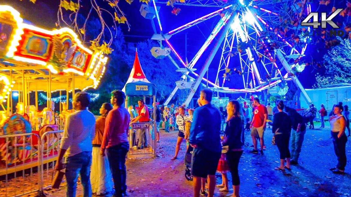 Florida Largo Central Park. Holiday Lights. Winter Walking Tour / Hiking Travel Guide 4K