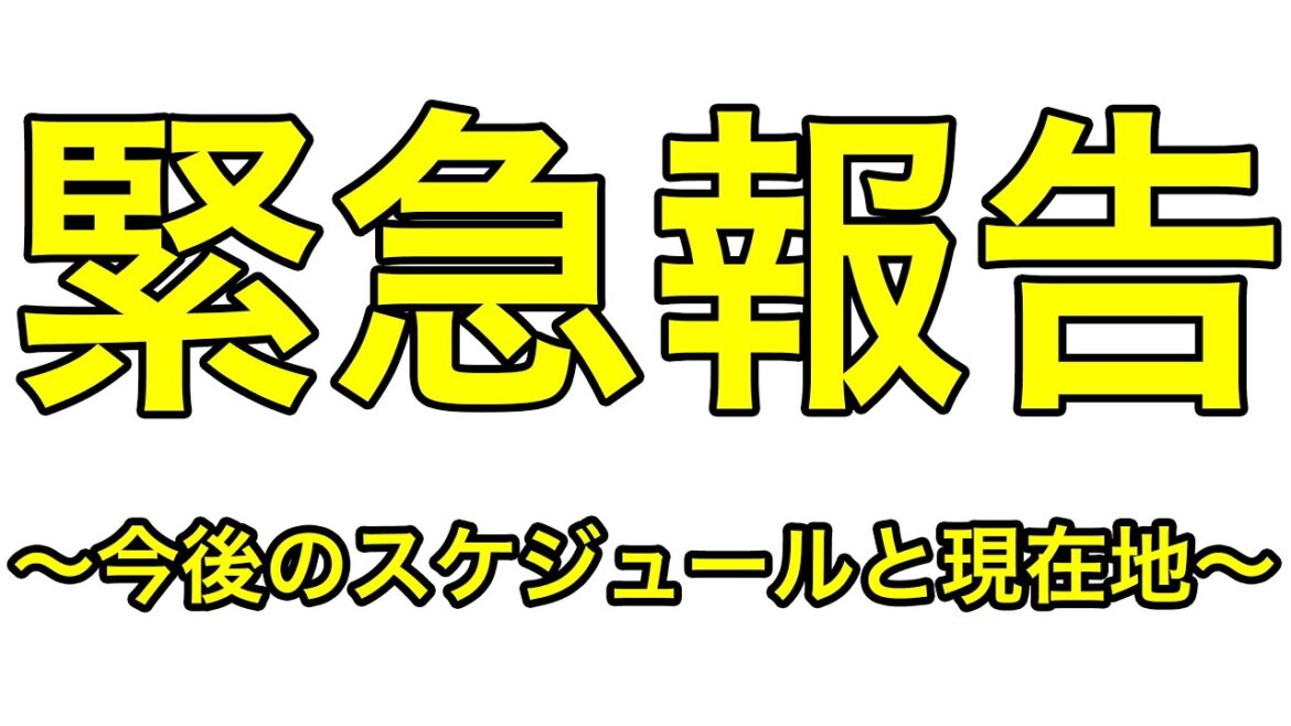緊急報告!今後のスケジュールと現在地をお伝えします 緊急報告!今後のスケジュールと現在地をお伝えします