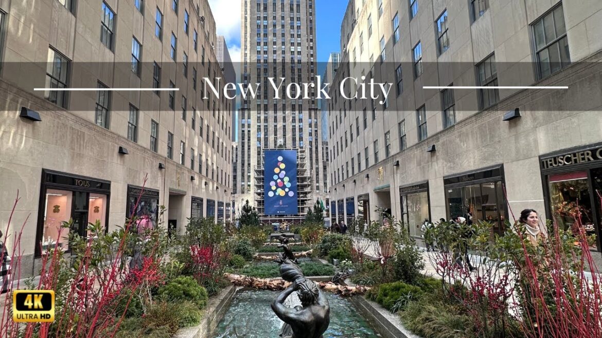 [4K] 🇺🇸 NYC Walking Tour: Grand Central Holiday Fair 🚂 Rockefeller Christmas tree 🎄