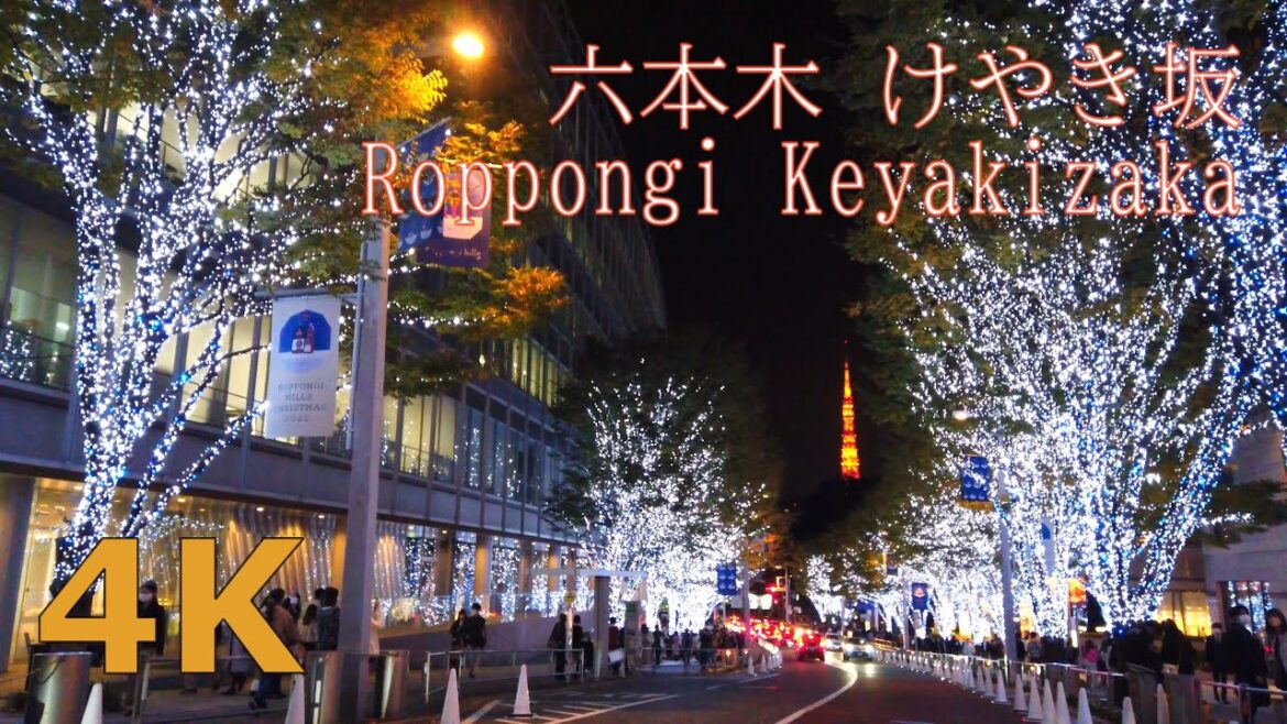【4k】Tokyo night walk-Roppongi Keyakizaka💡六本木を散歩（けやき坂イルミネーション）