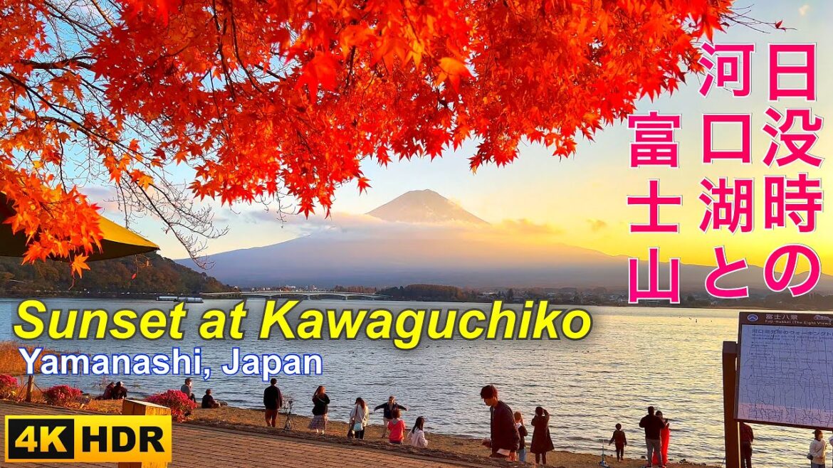 Mt. Fuji and Kawaguchiko Sunset 日没時の河口湖紅葉と富士山 Mount Fuji (4K HDR), Autumn Leaves in Kawaguchiko