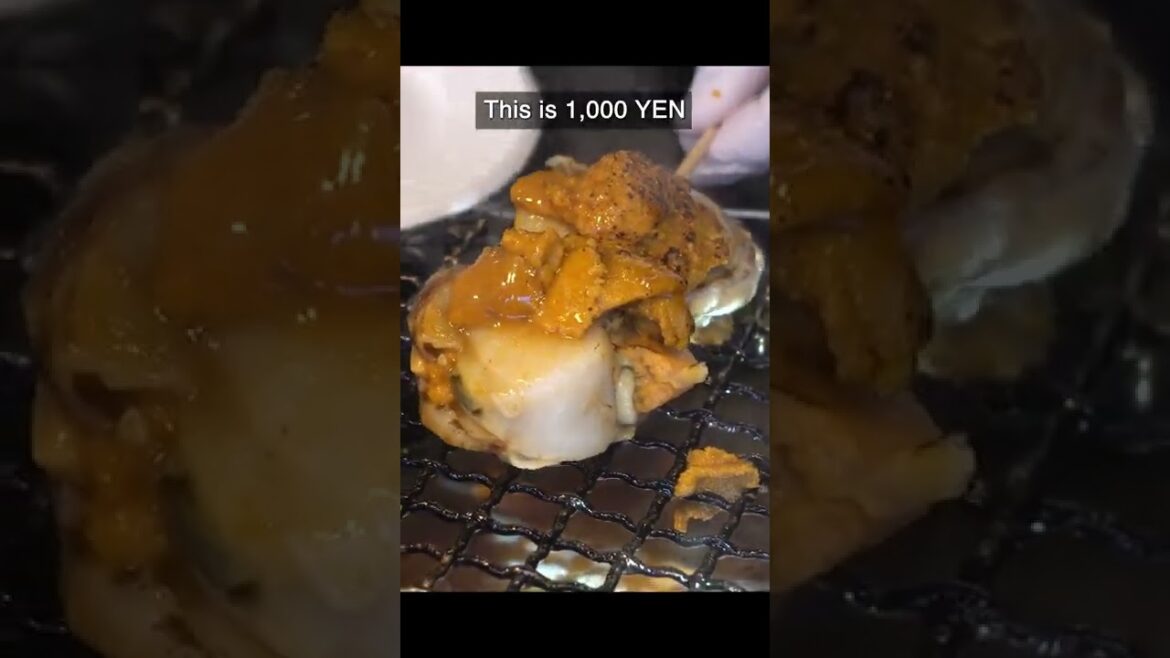 Grilled Scallops with Sea Urchin - Japanese street food #shorts