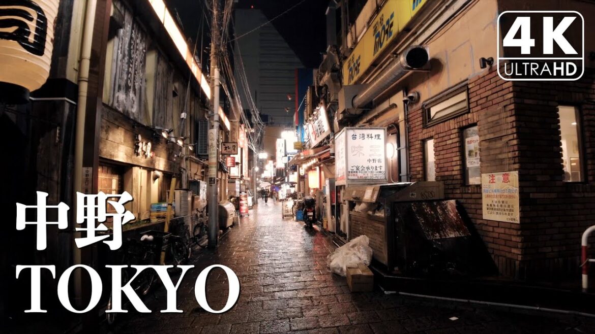 【4K】Nakano on a rainy night（Binaural Tokyo Sounds）