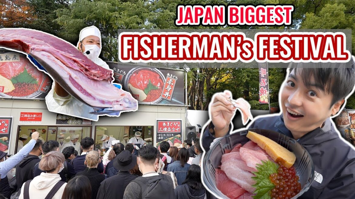 Tuna Show and Fresh Seafoods, I visit the Biggest Japan Fisherman's Festival in Tokyo Ep.374