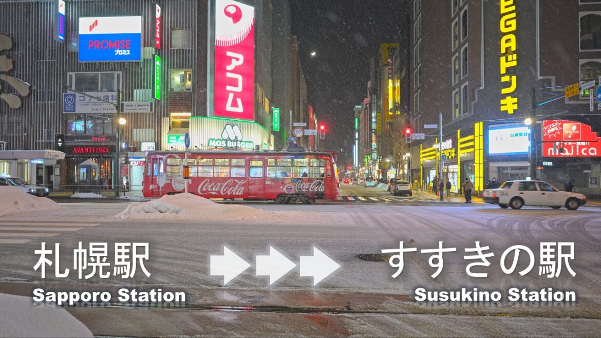 【札幌駅→すすきの駅】Sapporo Night Walk from Sapporo to Susukino Station