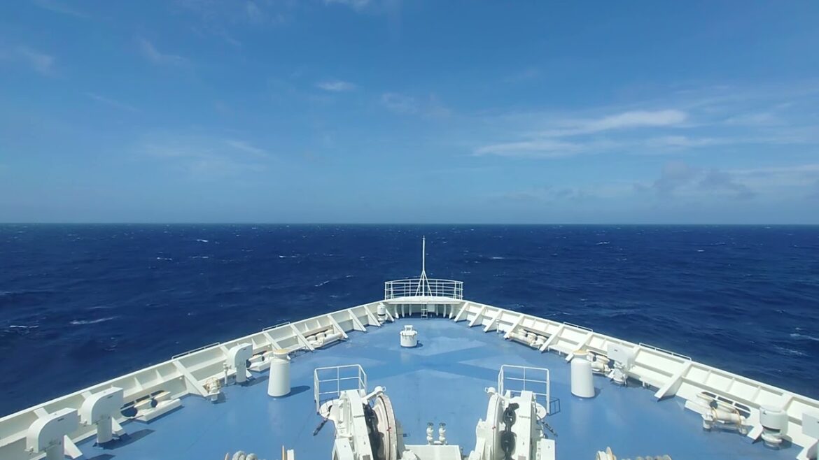 The ferry "Soleil" sailing in the Pacific Ocean.
