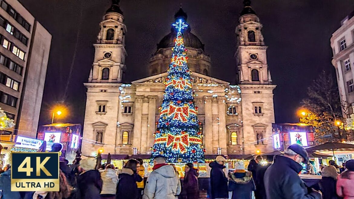 Budapest Christmas Market 2022 🇭🇺 4K Advent Basilica Evening Walking Tour