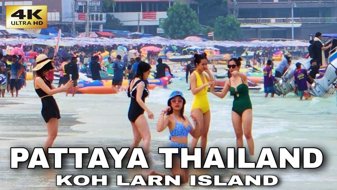 [4K] PATTAYA KOH LARN Island Beach Walk in THAILAND