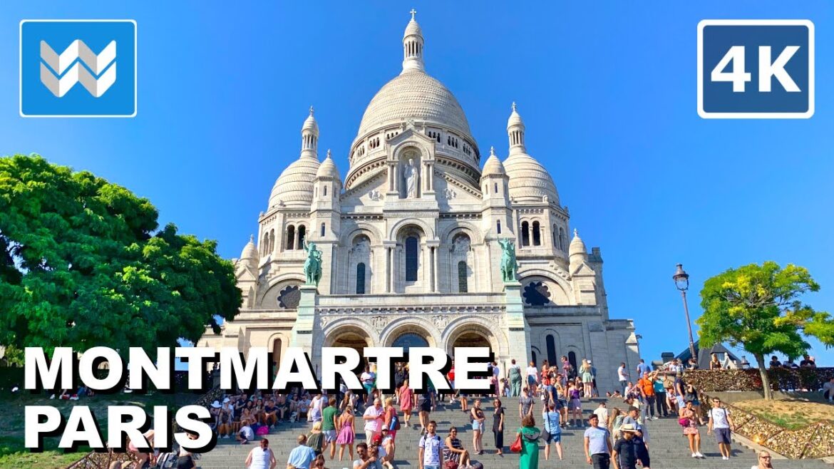 [4K] Montmartre (Sacre Coeur) Paris France 🇫🇷 2022 Walking Tour & Travel Guide 🎧 Binaural Sound