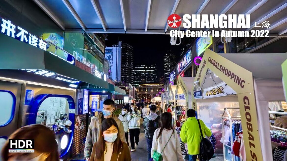 Shanghai Walk Autumn 2022 - JIng'an Temple and West Nanjing Road - 4K HDR - 静安寺和南京西路