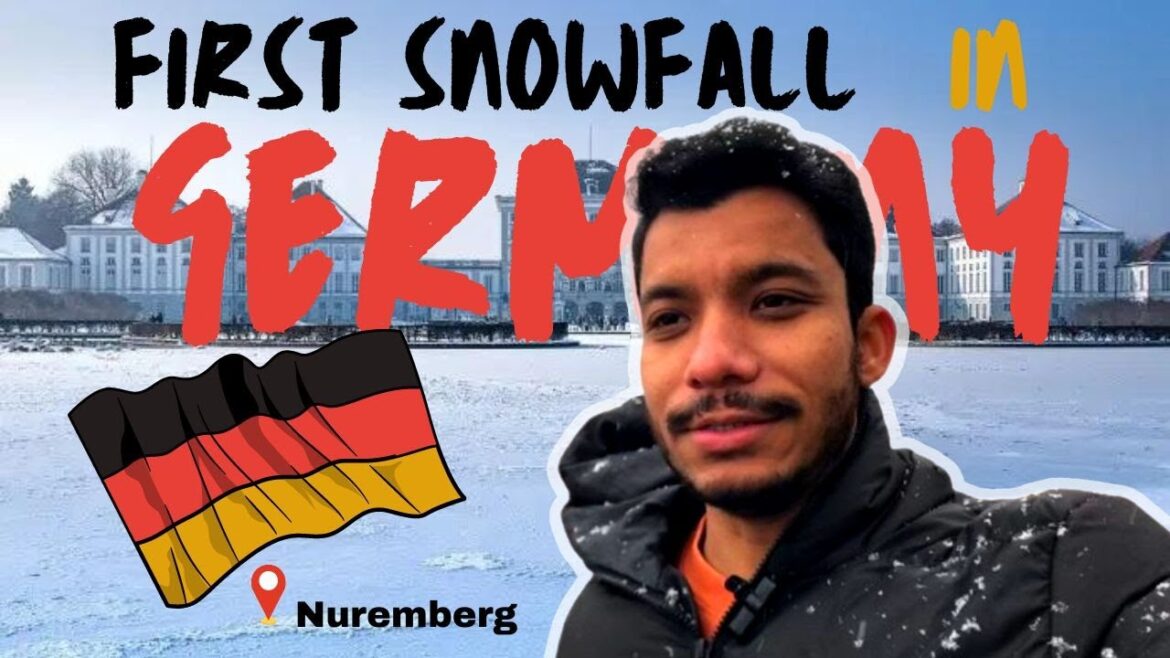 First Snowfall in Germany Nuremberg Winter 2022