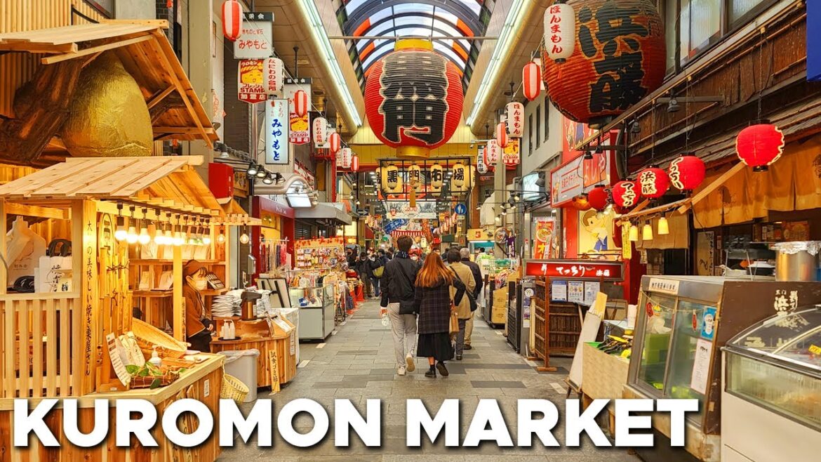 4K Osaka Kuromon Ichiba Market, Ikukunitama Shrine Walking Tour - Japanese Street Food, Tabe Aruki
