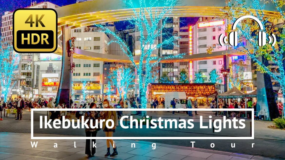 Tokyo Ikebukuro Christmas Lights Walking Tour - Tokyo Japan [4K/HDR/Binaural]