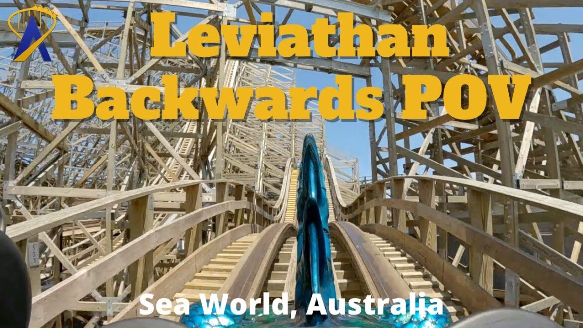 Backwards POV on Leviathan Roller Coaster at Sea World Australia Backwards POV on Leviathan Roller Coaster at Sea World Australia