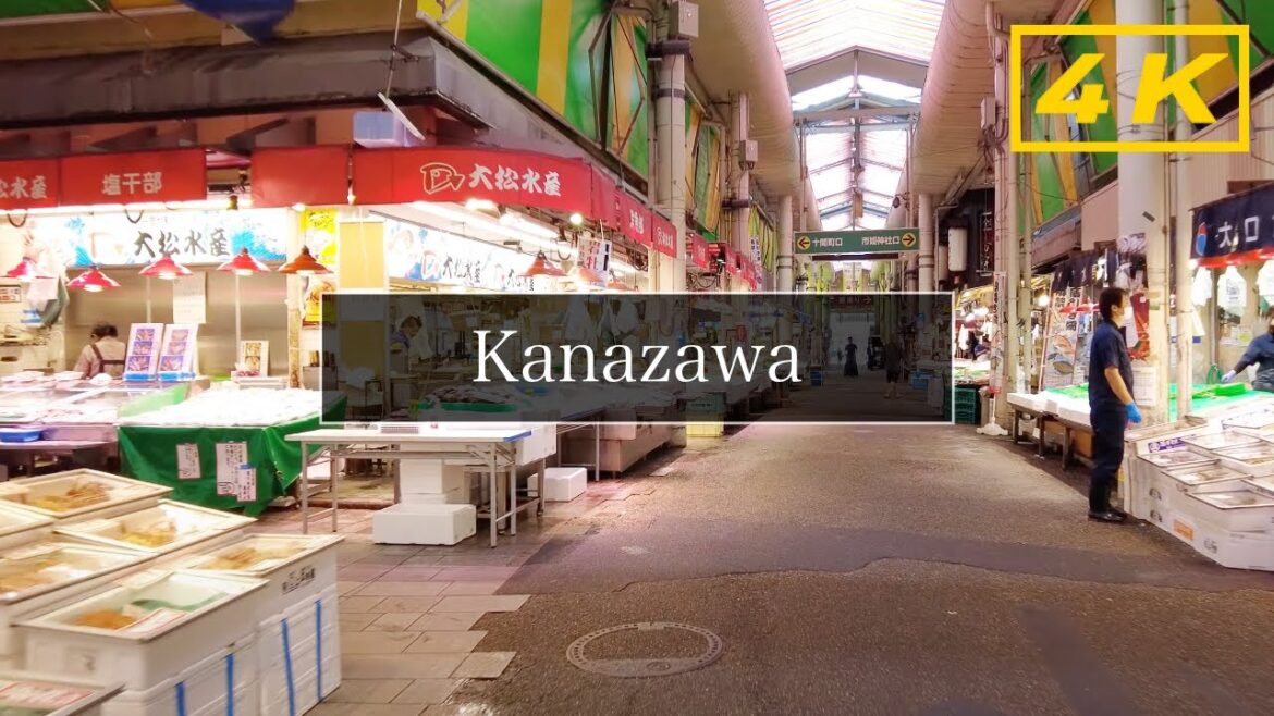 【4K】Kanazawa Station and Ohmi Fish market, Kanazawa - Morning Walk Tour