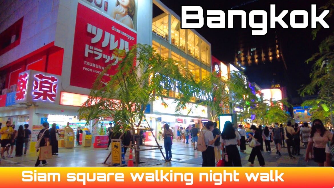 Bangkok Thailand, Siam Square night walk on weekend , Dec 2022 , Walking tour 4K