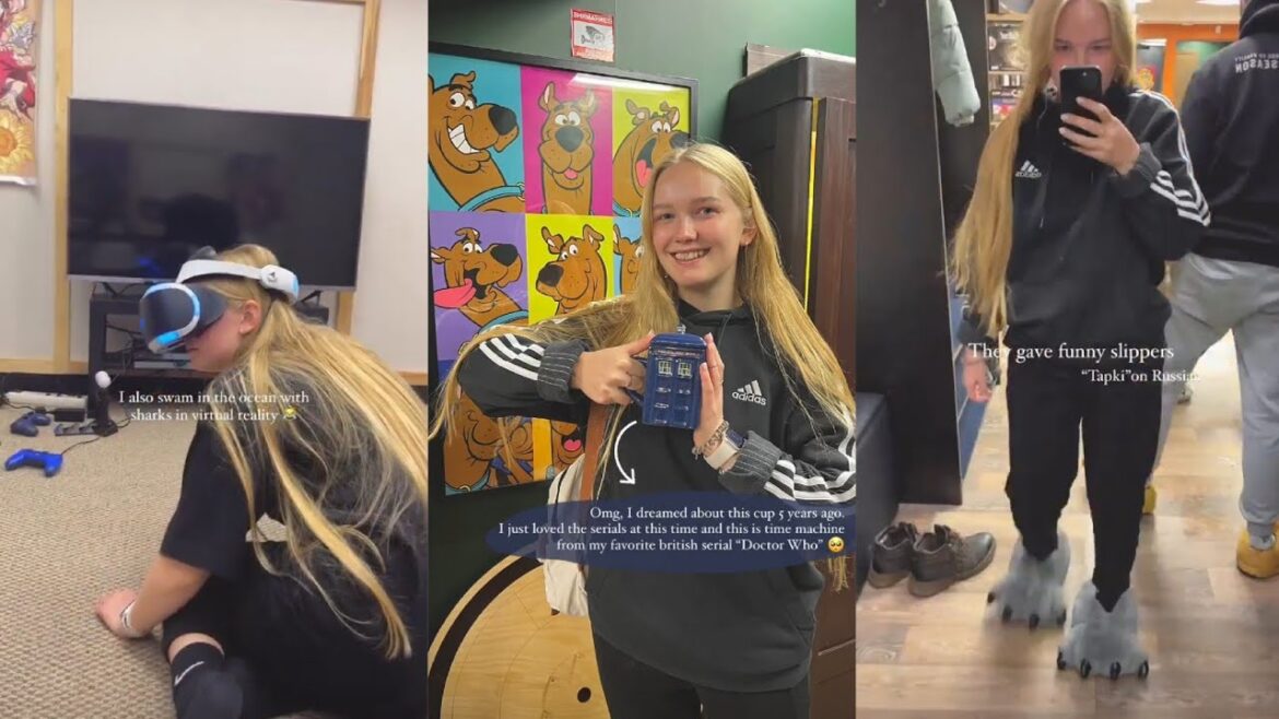 NASTYA PLAYING VIRTUAL GAME IN RUSSIA WITH FRIENDS