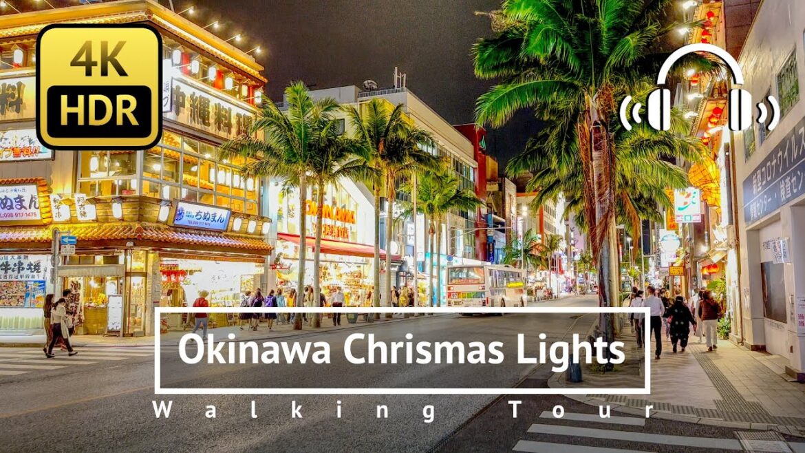 Okinawa Christmas Lights Walking Tour - Okinawa Japan [4K/HDR/Binaural]