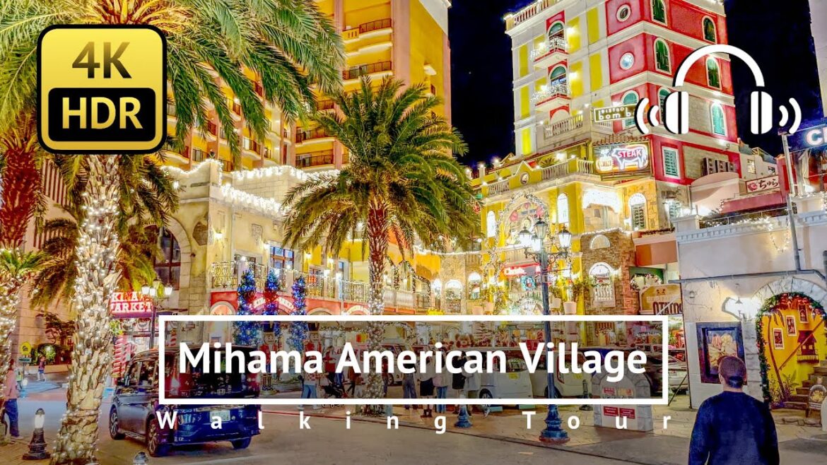 Okinawa American Village Christmas Lights Walking Tour - Okinawa Japan [4K/HDR/Binaural]