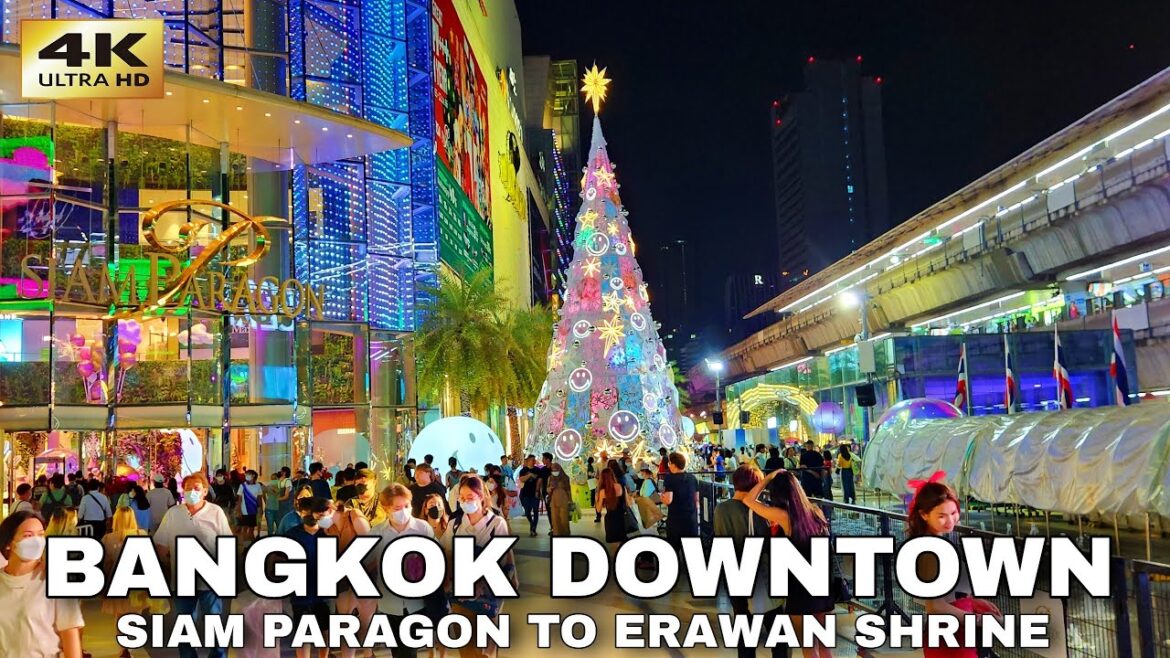 [4K] Night Walk in Downtown Bangkok | Siam Paragon to Erawan Shrine