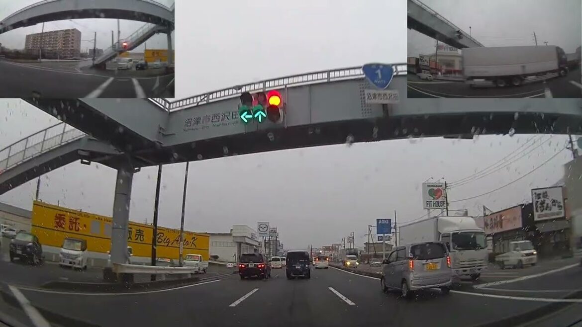 [drive japan 3画面]静岡県沼津市内 国道1号線 よく信号に止められます 富士方面 沼津市 東熊堂-沼津市 原東町 (Route1 Shizuoka Central Numazu)