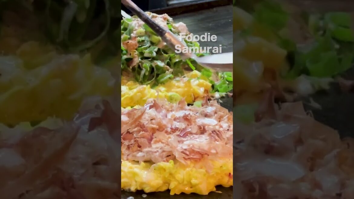 Best okonomiyaki in Osaka! Topped with green onions and beef tendon #food #Japan #shorts Best okonomiyaki in Osaka! Topped with green onions and beef tendon #food #Japan #shorts