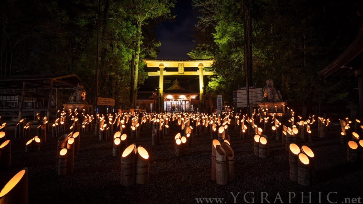 Hotaka Shrine Lights for the Goddess | 穂高神社の神竹灯