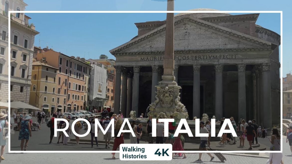 4k Rome Walking Tour | Visit Pantheon, Fontana del Pantheon and Piazza della Rotonda