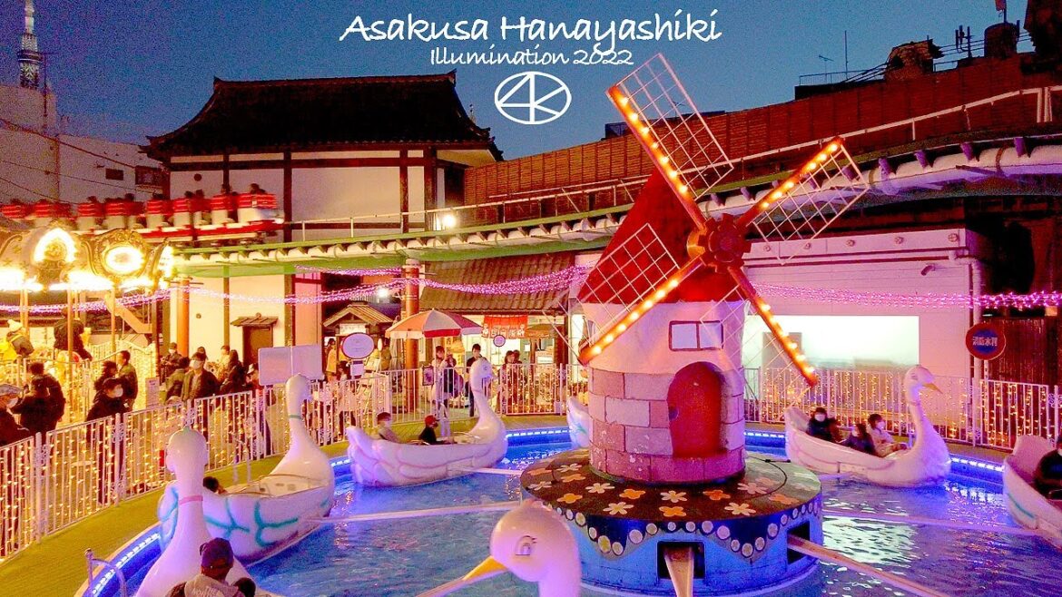 4K 浅草 花やしき イルミネーション 2022年 日本最古の遊園地 東京 Japan
