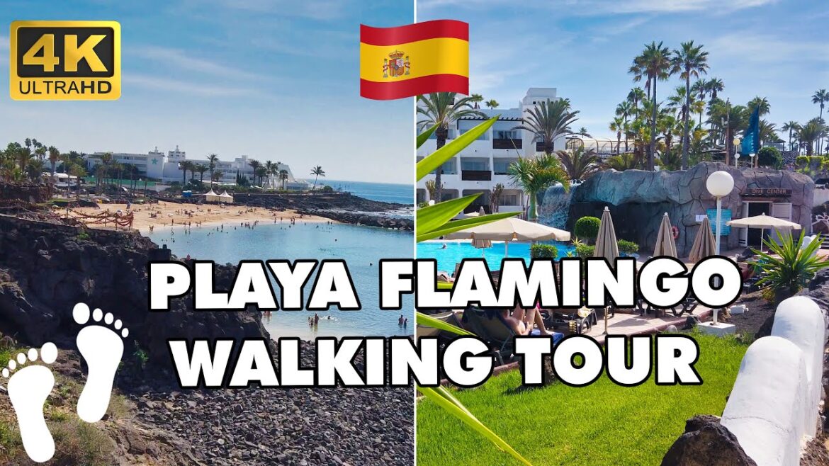 Playa Flamingo (Playa Blanca Lanzarote) ► WALKING TOUR [4K] ►