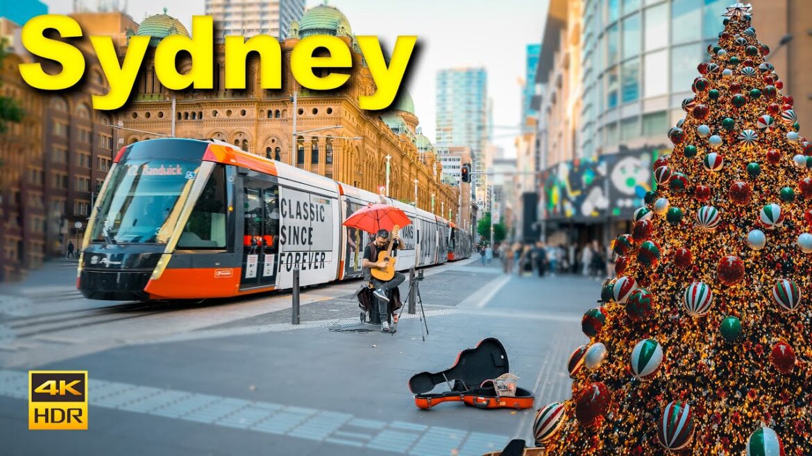 Sydney Australia Walking Tour - George Street in Christmas | 4K HDR