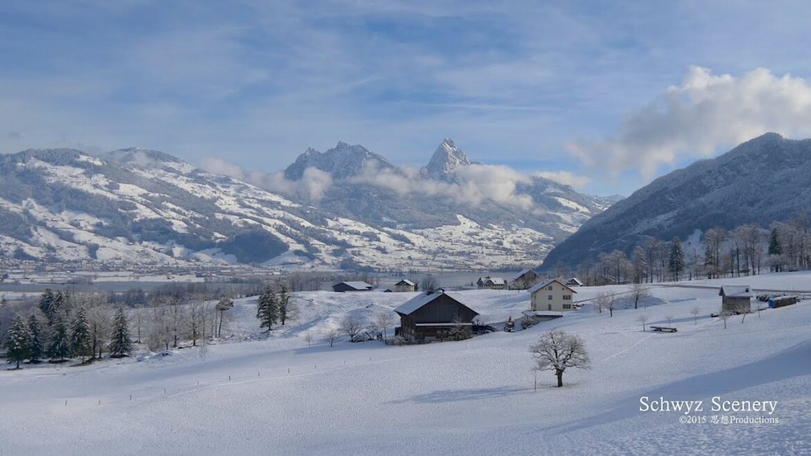 Lake Lauerz, Winter Day Schwyz SWITZERLAND  冬の日