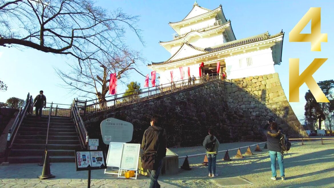 [4K ASMR] Odawara walk in Kanagawa prefecture, Japan (non-stop 1 h 14 min) Odawara Castle, Sea