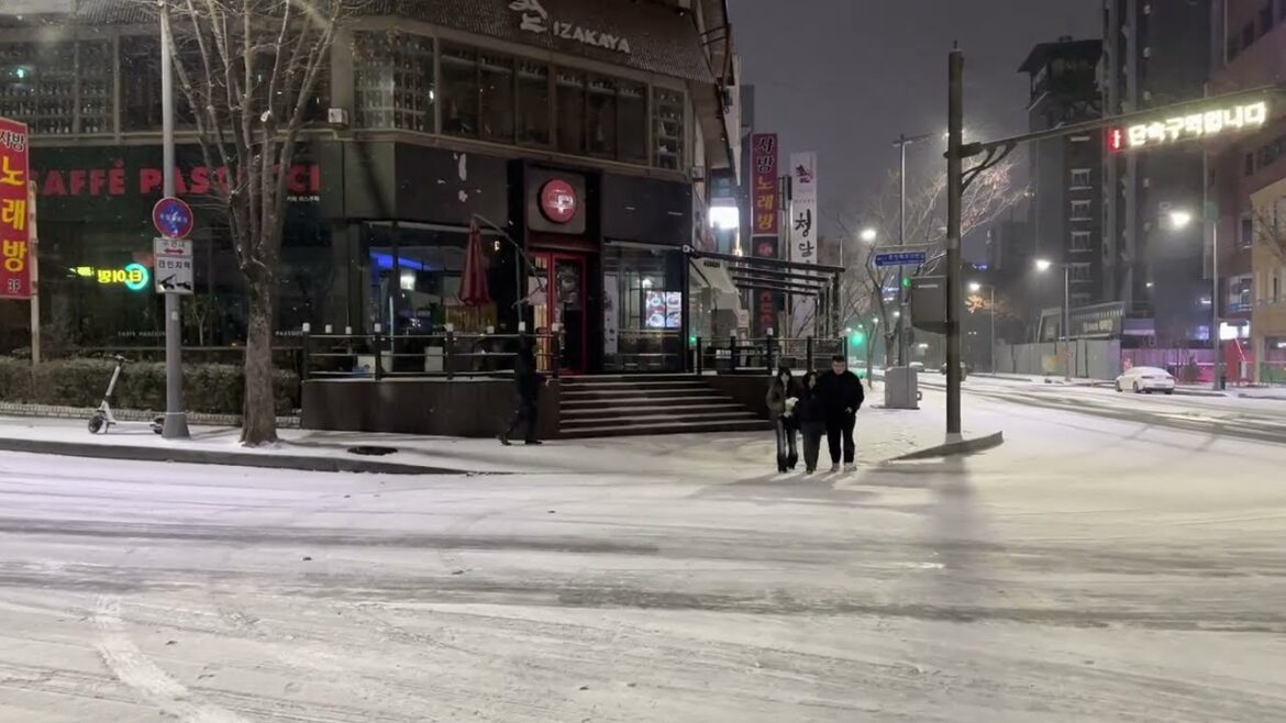 대전 유성 봉명동 눈오는 날  아침 풍경 입니다 Walking tour korea 4k [4K HDR]#대전 #대전눈#대전폭설#대전여행#대전가볼만한곳#봉명동#눈산책
