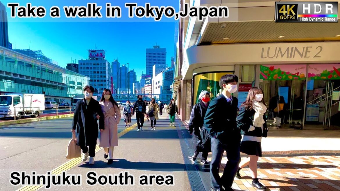 4K 60fps HDR// Take a walk in Tokyo, Japan, Shinjuku-Gyoen area→Shinjuku Station  area→Mosaic Street
