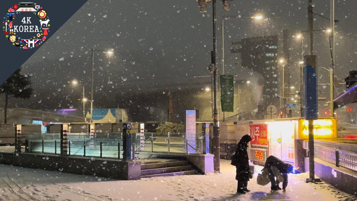 🌨❄⛄ Strong Heavy Snowy Day, Walking the Alleys of Dongdaemun 5AM | 4K KOREA | Dec.2022