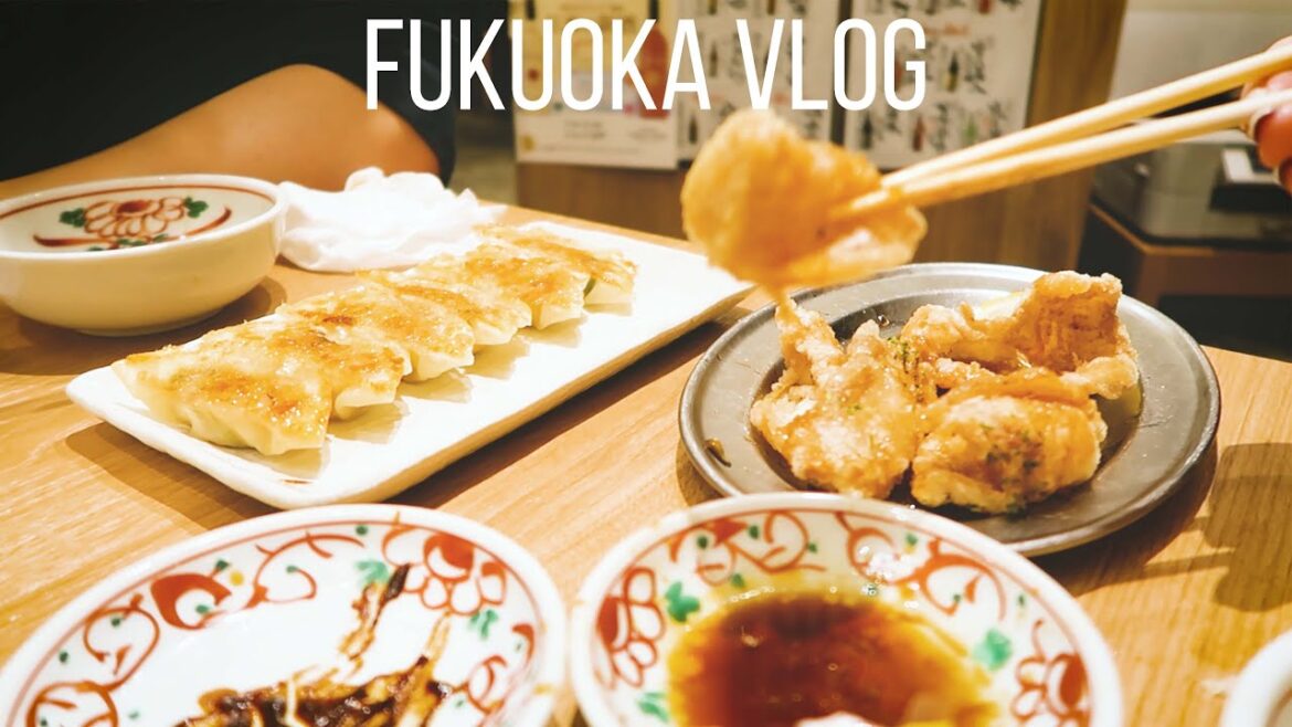 [SUB] 일본 후쿠오카 브이로그 - 교자 맛집 교자의 탓짱 , 편의점 회, 튀김계의 오마카세 덴뿌라 히라오, 오로지 먹고 쉬는 일본여행 일상