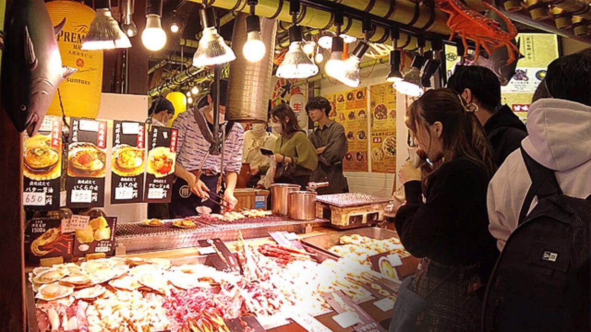 [4K] Japan Walk 🇯🇵 Best Street Food in Kyoto for Wagyu Beef, Oyster, Sushi & More!  Nishiki Market