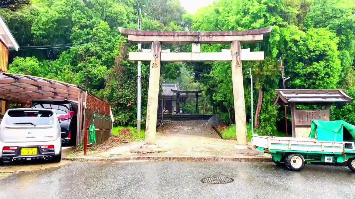 Japan's Beautiful Rainy Day's Shrine. Near the Japanese House in Nara. Kizuki Shrine Japan's Beautiful Rainy Day's Shrine. Near the Japanese House in Nara. Kizuki Shrine