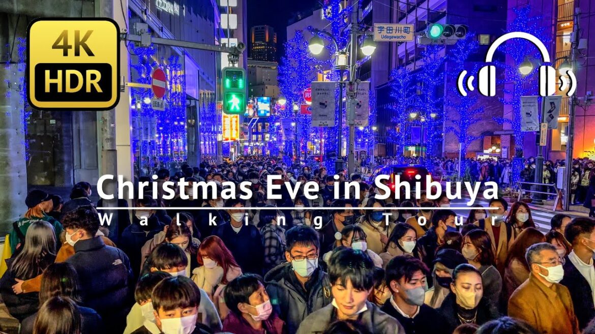 Christmas Eve in Shibuya 2022 Walking Tour - Tokyo Japan [4K/HDR/Binaural]