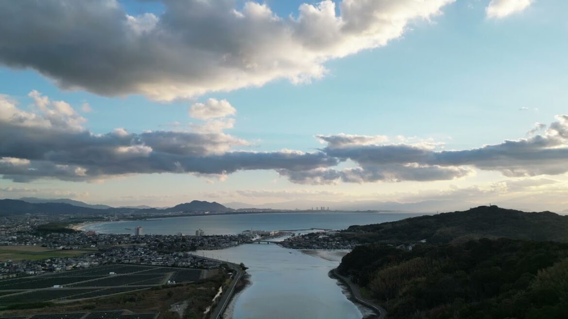 【作業用BGV・BGM / 日本の自然風景】港に沈む夕陽 / 福岡・宗像 / 日本の空から / From the sky of Japan vol.9