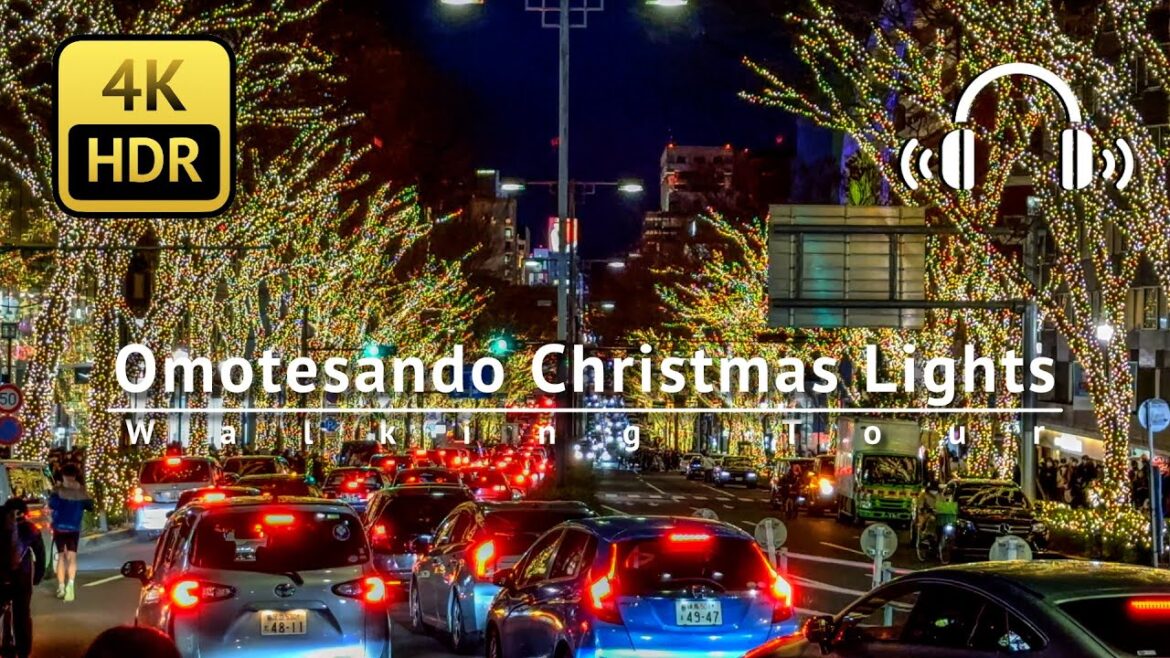Tokyo Omotesando Harajuku Christmas Lights Walking Tour - Tokyo Japan [4K/HDR/Binaural]