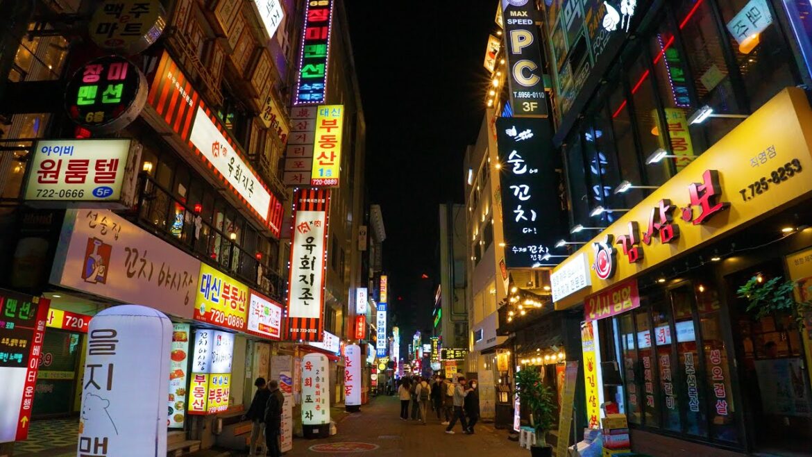 [4k] Walking in Cheonggyecheon Stream in Seoul, Korea Food Street 서울의 밤 광화문 청계천과 젊음의 거리 걷기