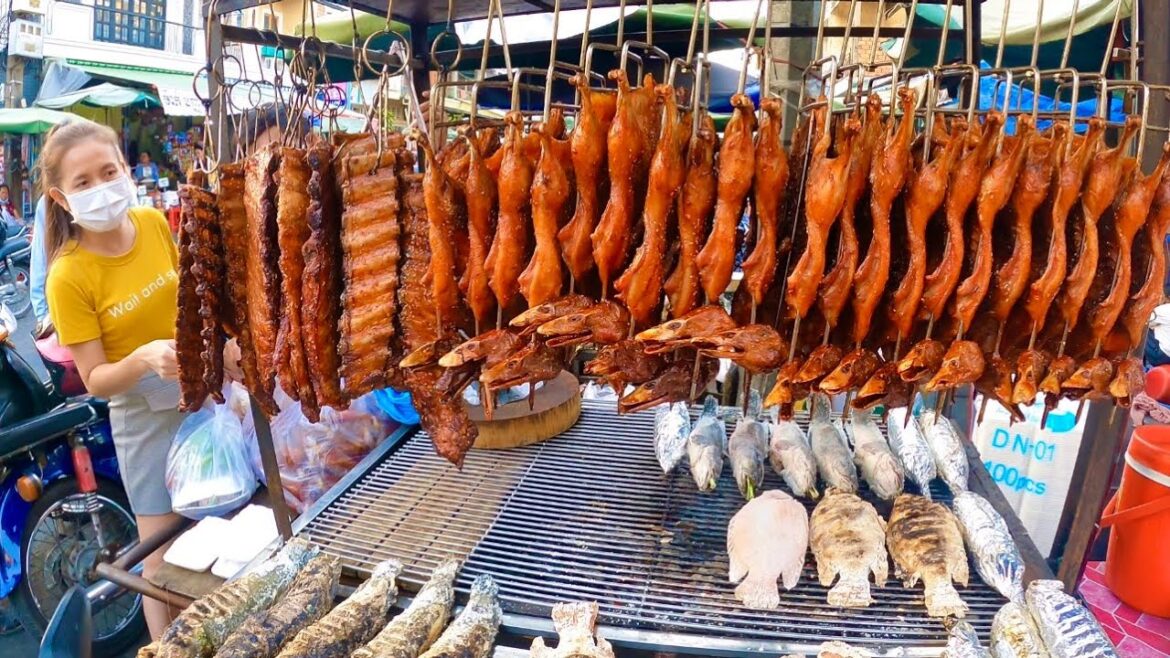 Cambodian Popular Phnom Penh Street Food, Tasty Roasted Duck, Pork ribs, Fish, Chicken & More Cambodian Popular Phnom Penh Street Food, Tasty Roasted Duck, Pork ribs, Fish, Chicken & More