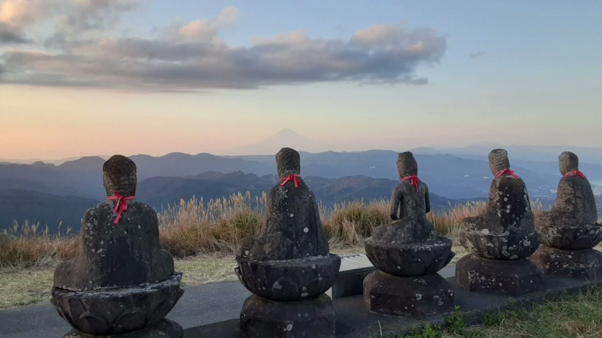 FIVE MONKS VIEW FROM AN EXTINCT VOLCANO (JAPAN)