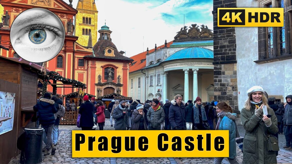 Prague Castle Christmas Market walking tour 4k 🇨🇿 Czech Republic HDR ASMR