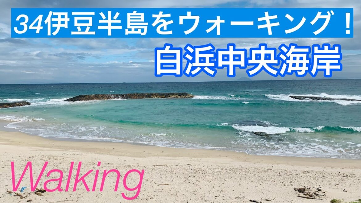 きれいな海！白浜中央海岸をウォーキング！/34伊豆半島を歩く/Shirahama Chuo Beach/Izu, Shizuoka, Japan