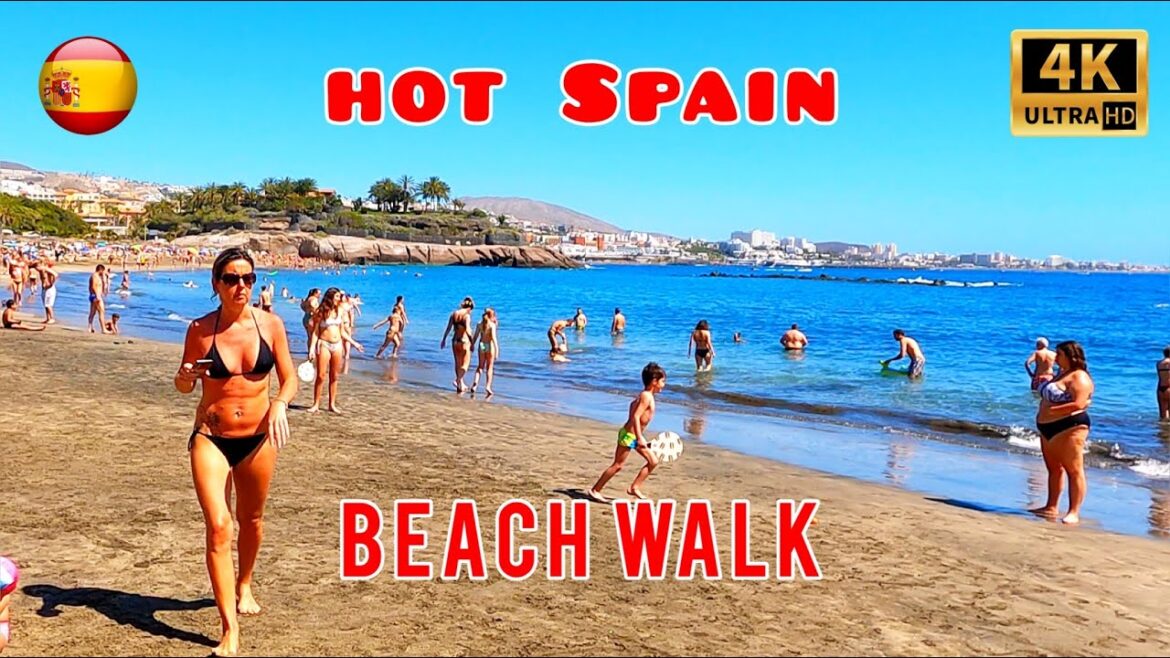Beach Walk, Costa Adeje. Tenerife travel vlog 4K