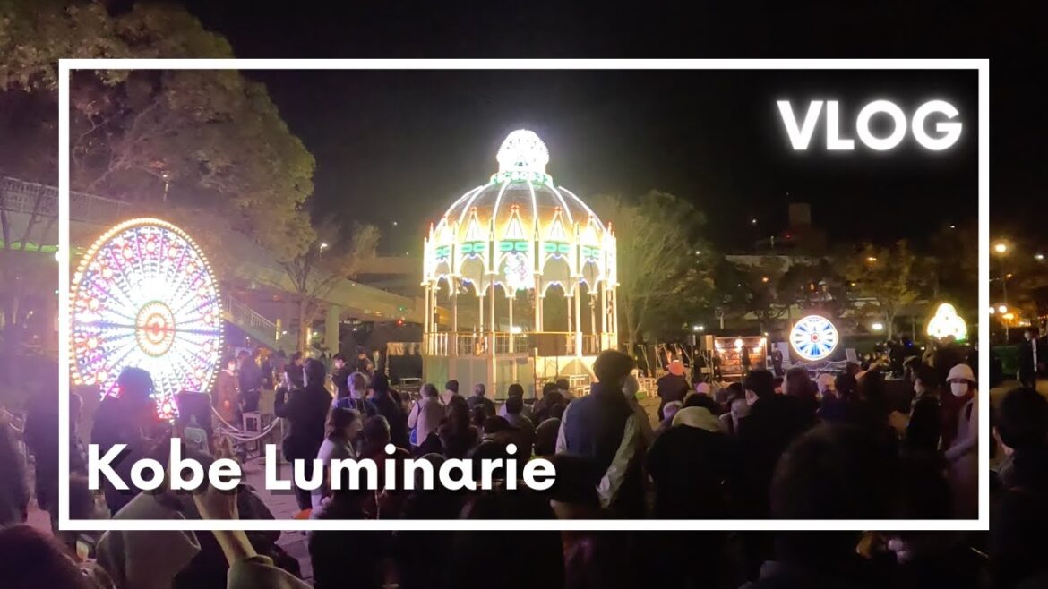 Kobe night walk to see luminarie film by GoPro Hero 11 with Max lens modular, travel vlog in Japan