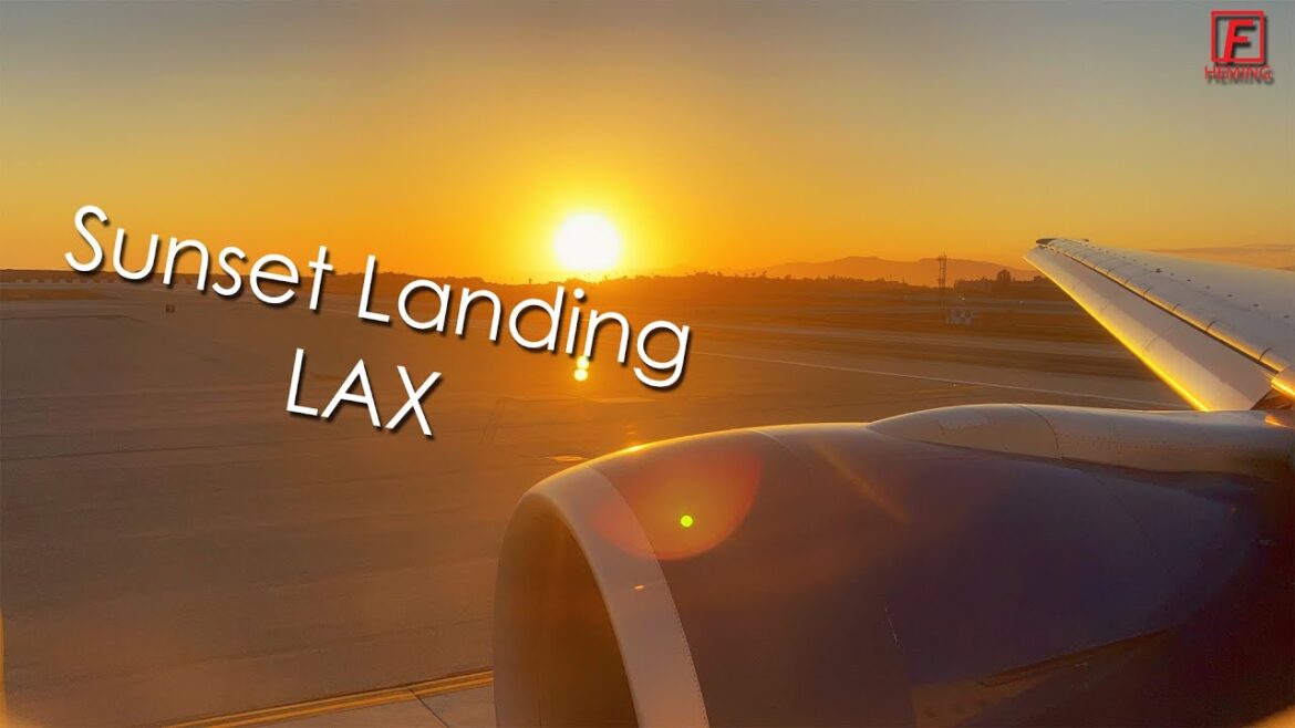 British Airways 777-300ER landing LAX at Sunset